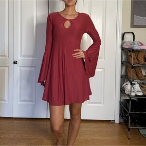 Flowy bell sleeve keyhole dress